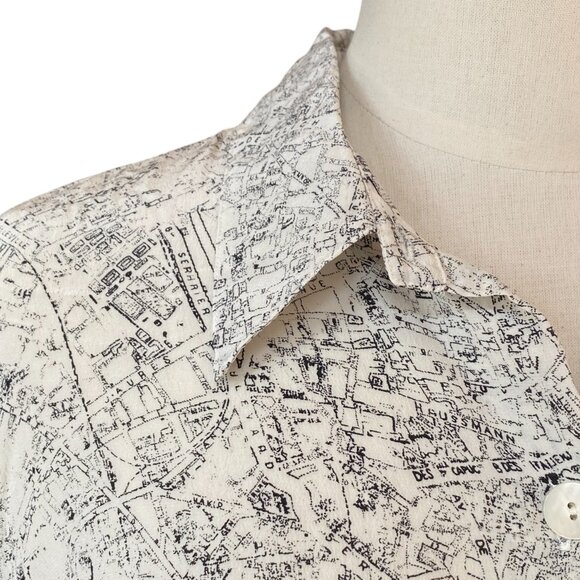 Colours by Alexander Julian Silk All Over Print Blouse French Map Artsy Travel-8 - Picture 4 of 15